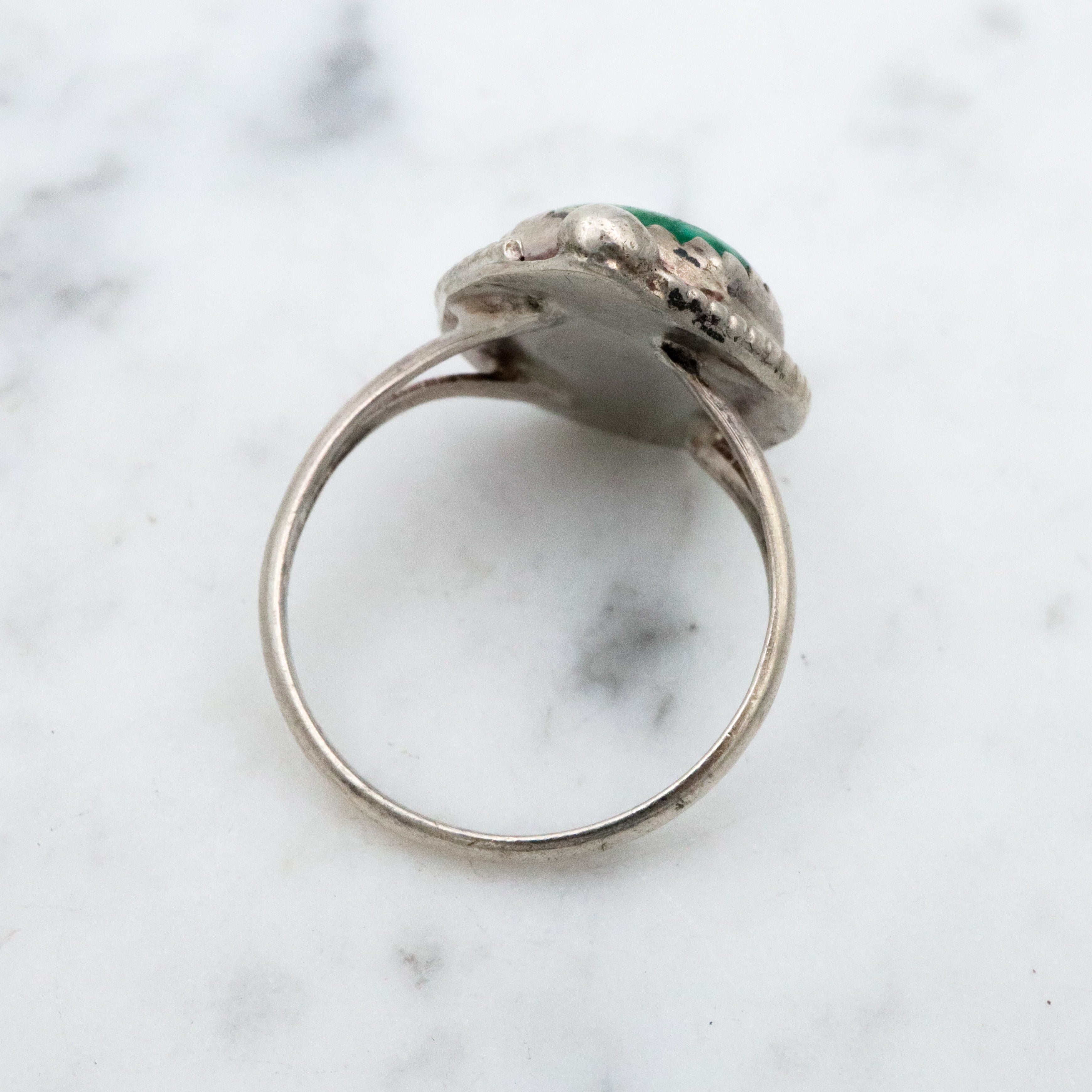 Vintage Native American sterling green turquoise ring, size 6 1/4